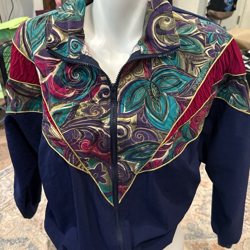 Silver Threads‎ Multicolor Festival Windbreaker Track Jacket Made In USA